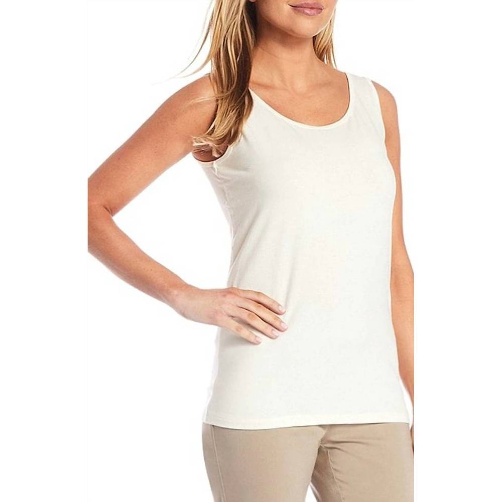 NEW MULTIPLES scoop neck sleeveless fitted tank in white